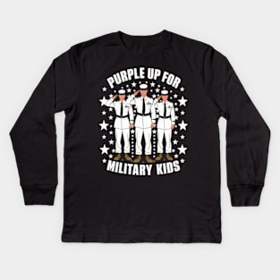 Purple Up for military kids white colors Kids Long Sleeve T-Shirt